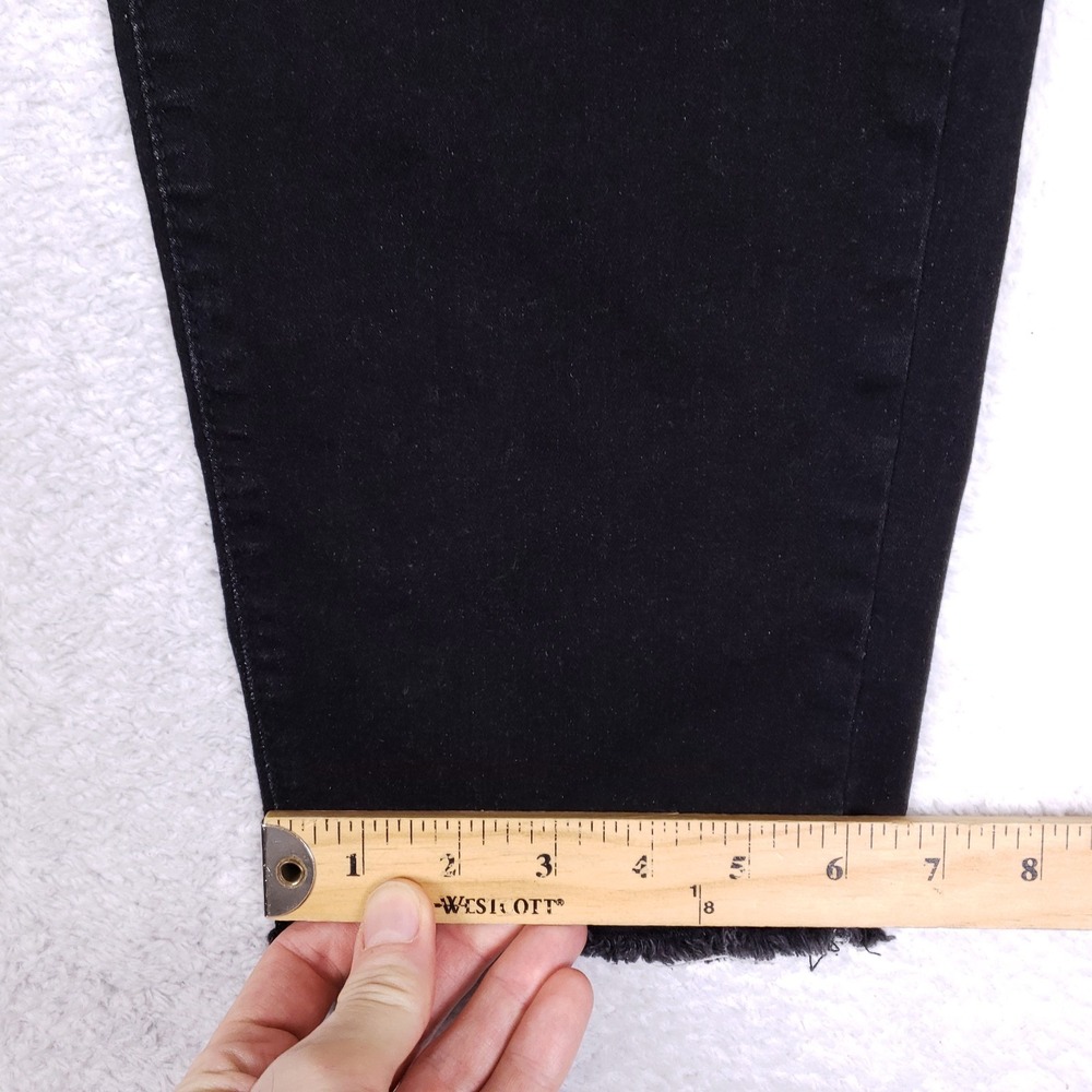 SIDEFEEL High Waisted Jeans 10 Black Straight Leg Raw Hem Stretch Denim‎ - Picture 6 of 11